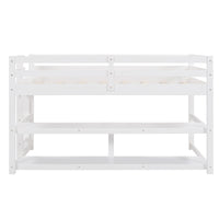 Minimalist White Twin Size Loft Bed with Built In Shelves