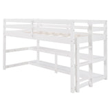 Minimalist White Twin Size Loft Bed with Built In Shelves
