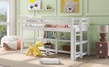 Minimalist White Twin Size Loft Bed with Built In Shelves