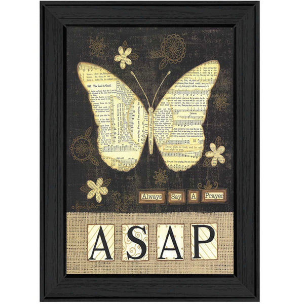 Always Say A Prayer Black Framed Print Butterfly Wall Art