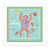 Aqua Blue Baby Monkey White Framed Print Wall Art