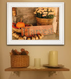 Autumn's Pumpkin Harvest White Framed Print Wall Art