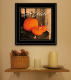 Give Thanks Pumpkins Black Framed Print Wall Art