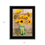 Country Sunflowers in a Mason Jar Black Framed Print Wall Art