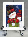 Cheery Snowman White Framed Print Wall Art