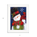 Cheery Snowman White Framed Print Wall Art