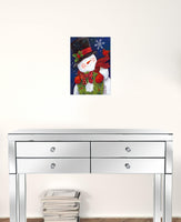 Cheery Snowman White Framed Print Wall Art