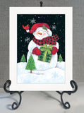 Plaid Stocking Hat Snowman White Framed Print Wall Art