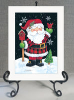 Cheerful Santa White Framed Print Wall Art