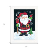 Cheerful Santa White Framed Print Wall Art