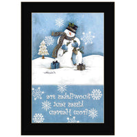 Snowflakes are Kisses Black Framed Print Snowman Wall Art