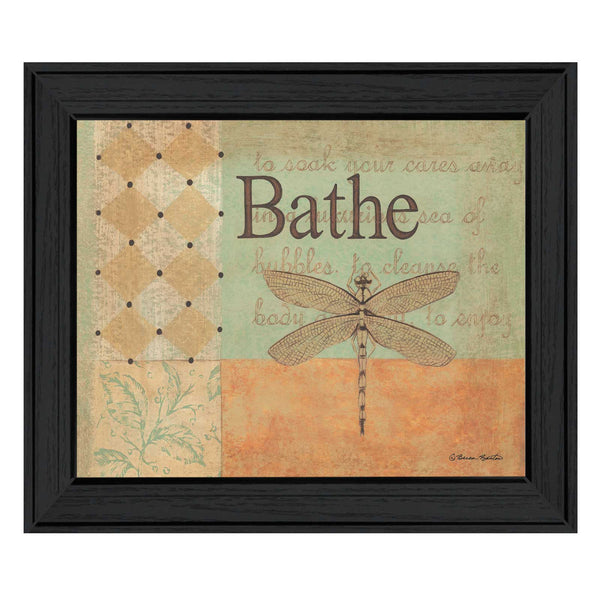 Bathe Dragonfly Black Framed Print Wall Art