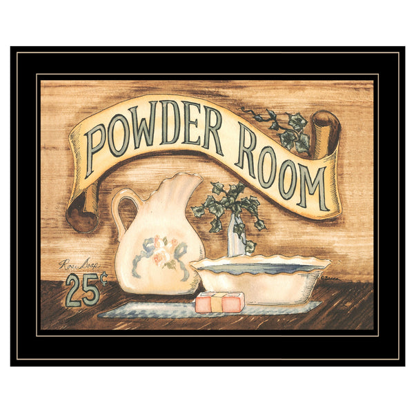 Powder Room 2 Black Framed Outhouse Print Bathroom Wall Art