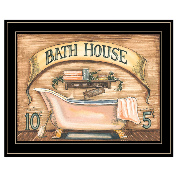 Bath House Bath Tub Black Framed Print Wall Art