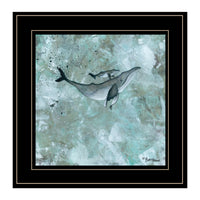 Simplicity Blue Gray Humpback Whale Black Framed Print Wall Art