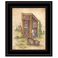 Still Waiting Bear and Moose Black Framed Print Bathroom Wall Art