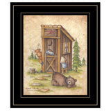 Still Waiting Bear and Moose Black Framed Print Bathroom Wall Art