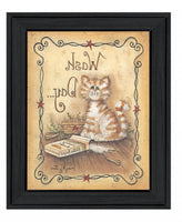 Wash Day Kitty Cat 2 Black Framed Print Wall Art
