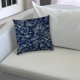 Navy Nautical Indoor Outdoor Sewn Lumbar Pillow