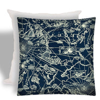 17? Navy Nautical Indoor Outdoor Zippered Pillow