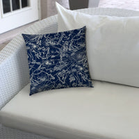 20? Navy Nautical Indoor Outdoor Sewn Throw Pillow