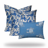 Set of 3 Blue Crab Indoor Outdoor Envelope Pillow Covers