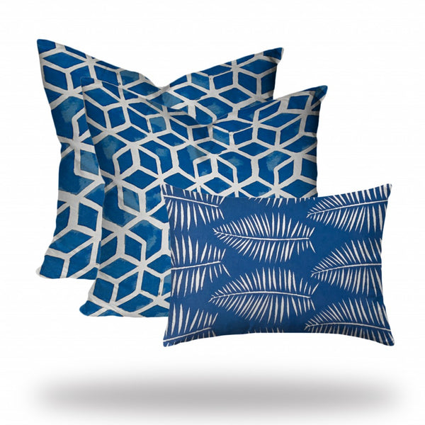 Set of 3 Blue Cubic Indoor Outdoor Envelope Pillow Covers