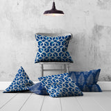 Set of 3 Blue Cubic Indoor Outdoor Zippered Pillows