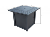 30" Black Square Slat Top Fire Pit Table with Lid