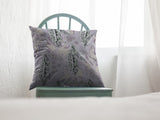 16? Blue Purple Tropical Leaf Zippered Suede Throw Pillow