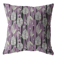 18? Lavender Black Fall Leaves Zippered Suede Throw Pillow