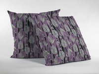 18? Lavender Black Fall Leaves Zippered Suede Throw Pillow