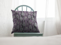 18? Lavender Black Fall Leaves Zippered Suede Throw Pillow
