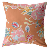 16" Pink Orange Garden Zippered Suede Throw Pillow