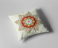 16" Orange Green Mandala Zip Suede Throw Pillow