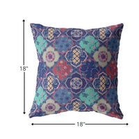 18? Navy Red Trellis Suede Zippered Throw Pillow