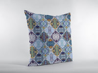 18? Orange Blue Trellis Suede Zippered Throw Pillow