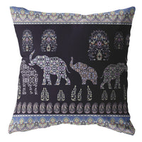 16? Purple Ornate Elephant Zippered Suede Throw Pillow