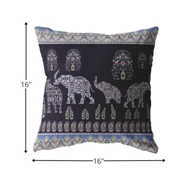16? Purple Ornate Elephant Zippered Suede Throw Pillow