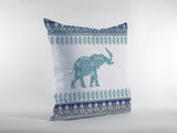 18? Teal Ornate Elephant Zippered Suede Throw Pillow