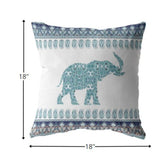 18? Teal Ornate Elephant Zippered Suede Throw Pillow