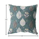 18? Pine Green Leaves Suede Zippered Throw Pillow