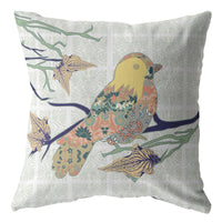 18" Light Green Sparrow Zippered Suede Throw Pillow