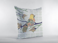 18" Light Green Sparrow Zippered Suede Throw Pillow