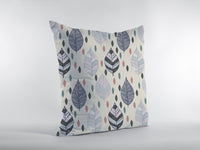 18? Cream Gray Leaves Suede Zippered Throw Pillow