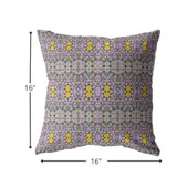 16? Purple Yellow Geofloral Zippered Suede Throw Pillow