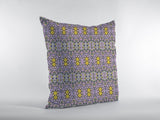 18? Purple Yellow Geofloral Zippered Suede Throw Pillow