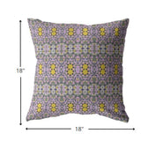 18? Purple Yellow Geofloral Zippered Suede Throw Pillow