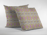 18? Yellow Lavender Geofloral Zippered Suede Throw Pillow