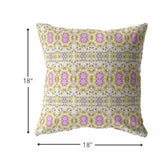 18? Yellow Lavender Geofloral Zippered Suede Throw Pillow